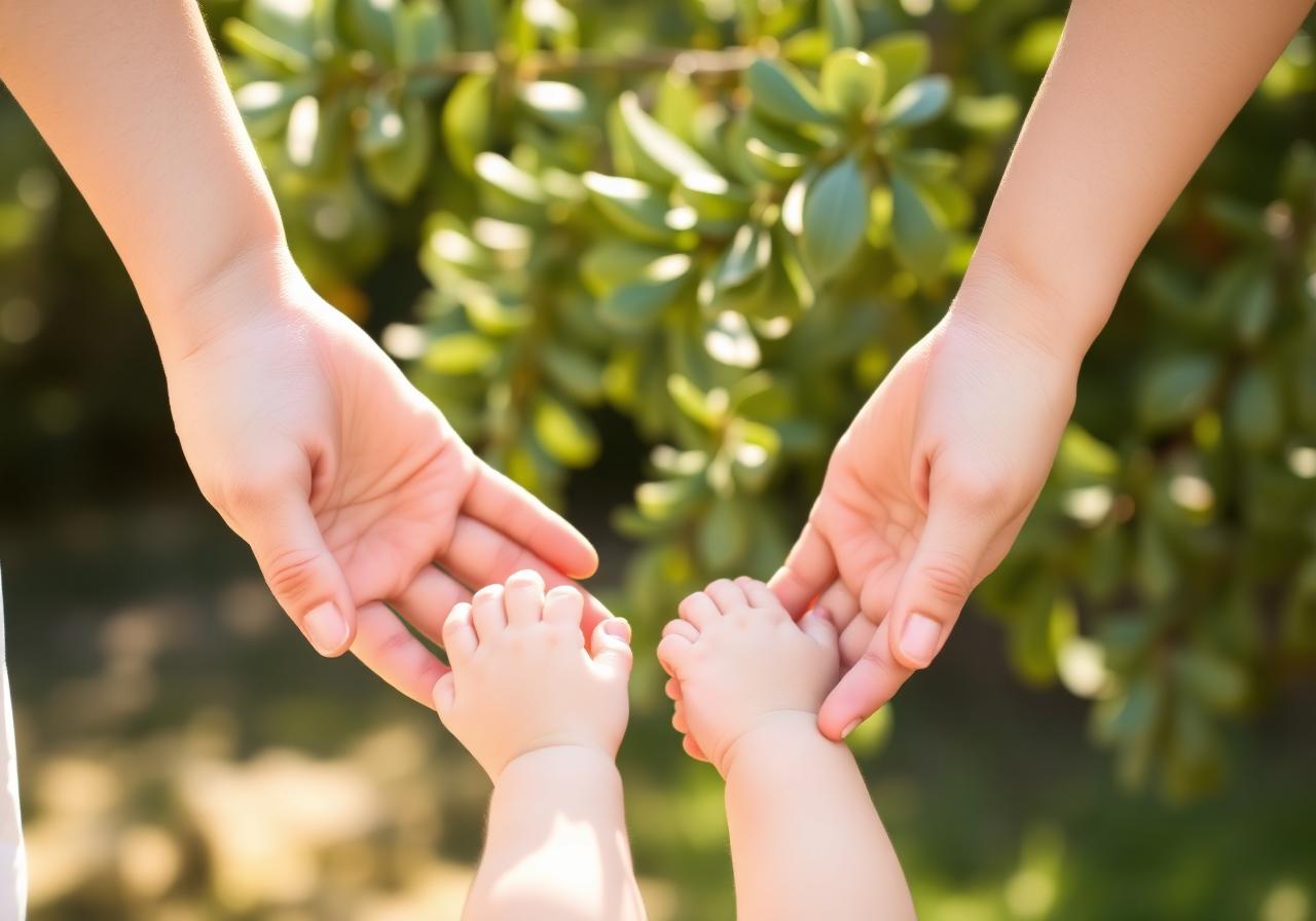 A mother and her children walking together toward the sanctuary